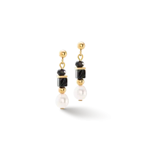 Pearls & Onyx earrings gold