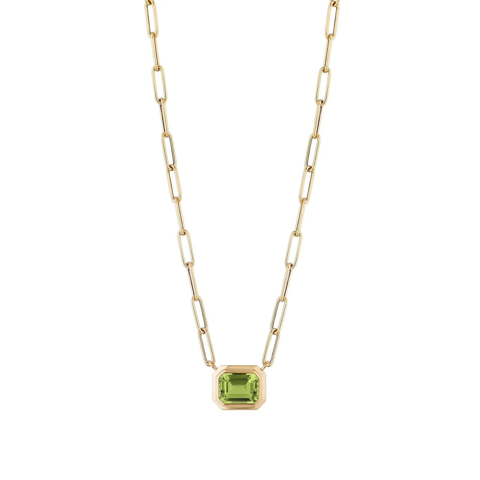 Peridot Emerald Cut East West Pendant