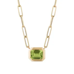 Peridot Emerald Cut East West Pendant