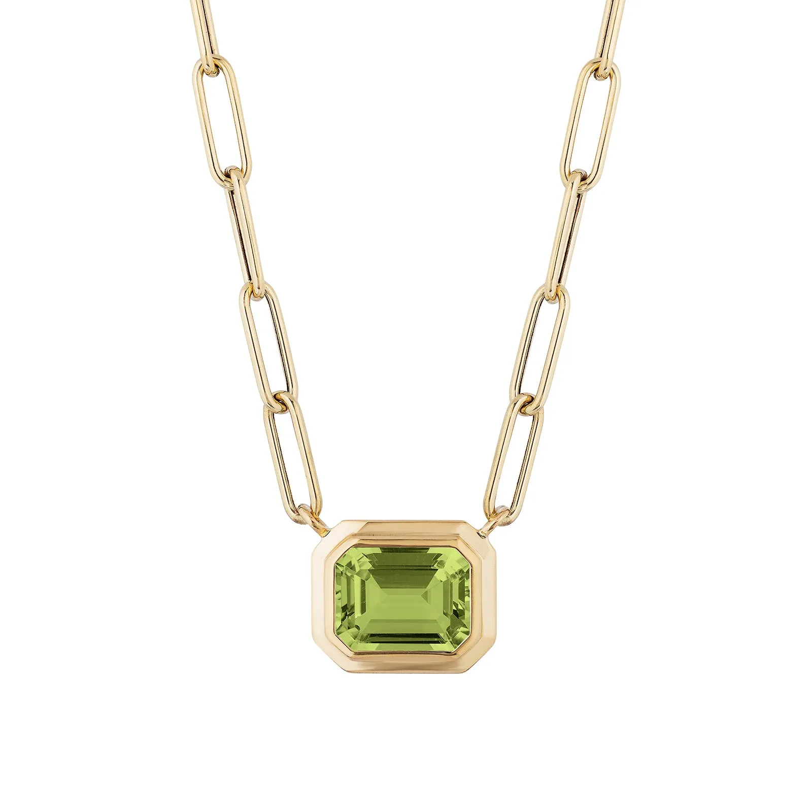 Peridot Emerald Cut East West Pendant