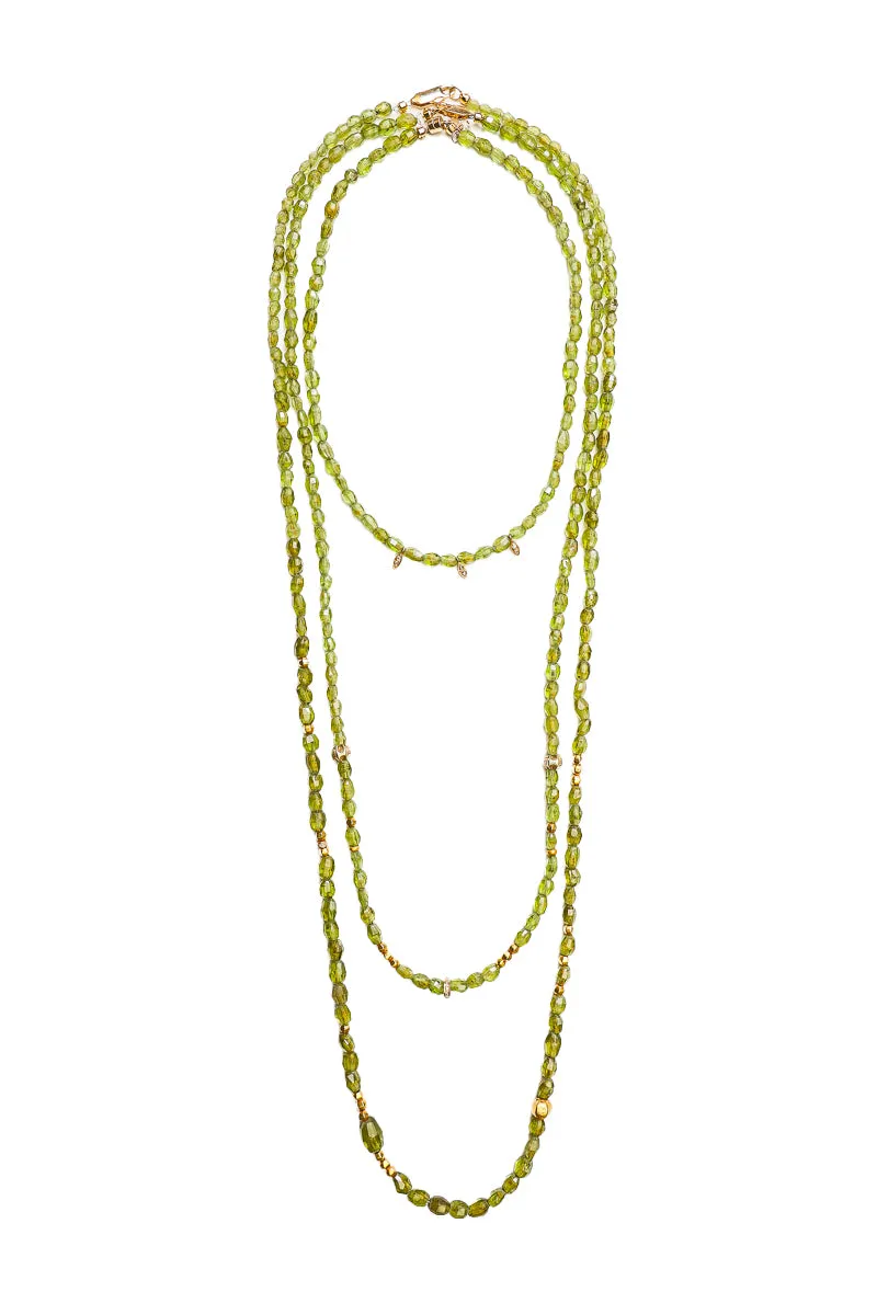Peridot Necklace w/ Gold Wheel & Beads