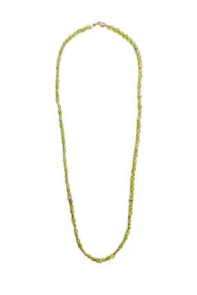 Peridot Necklace w/ Gold Wheel & Beads