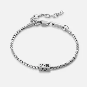 Personalized Premium Theodore Bracelet | Engrave Your Loved Ones' Names - Silver