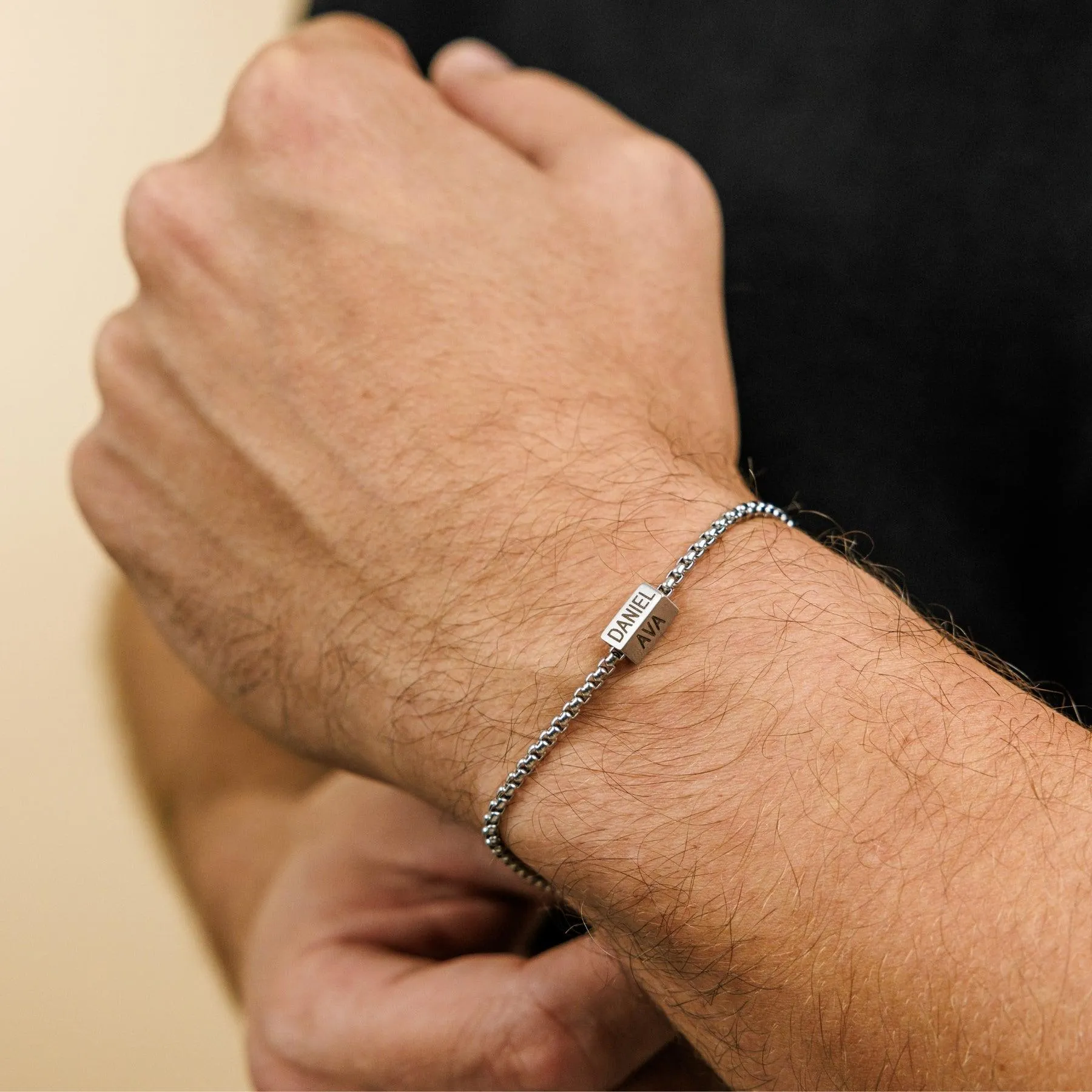 Personalized Premium Theodore Bracelet | Engrave Your Loved Ones' Names - Silver