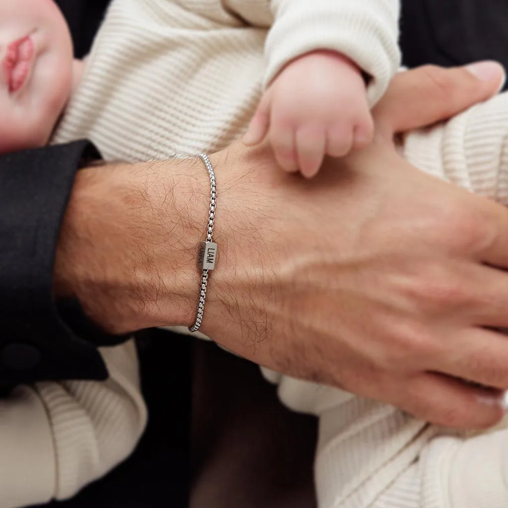 Personalized Premium Theodore Bracelet | Engrave Your Loved Ones' Names - Silver