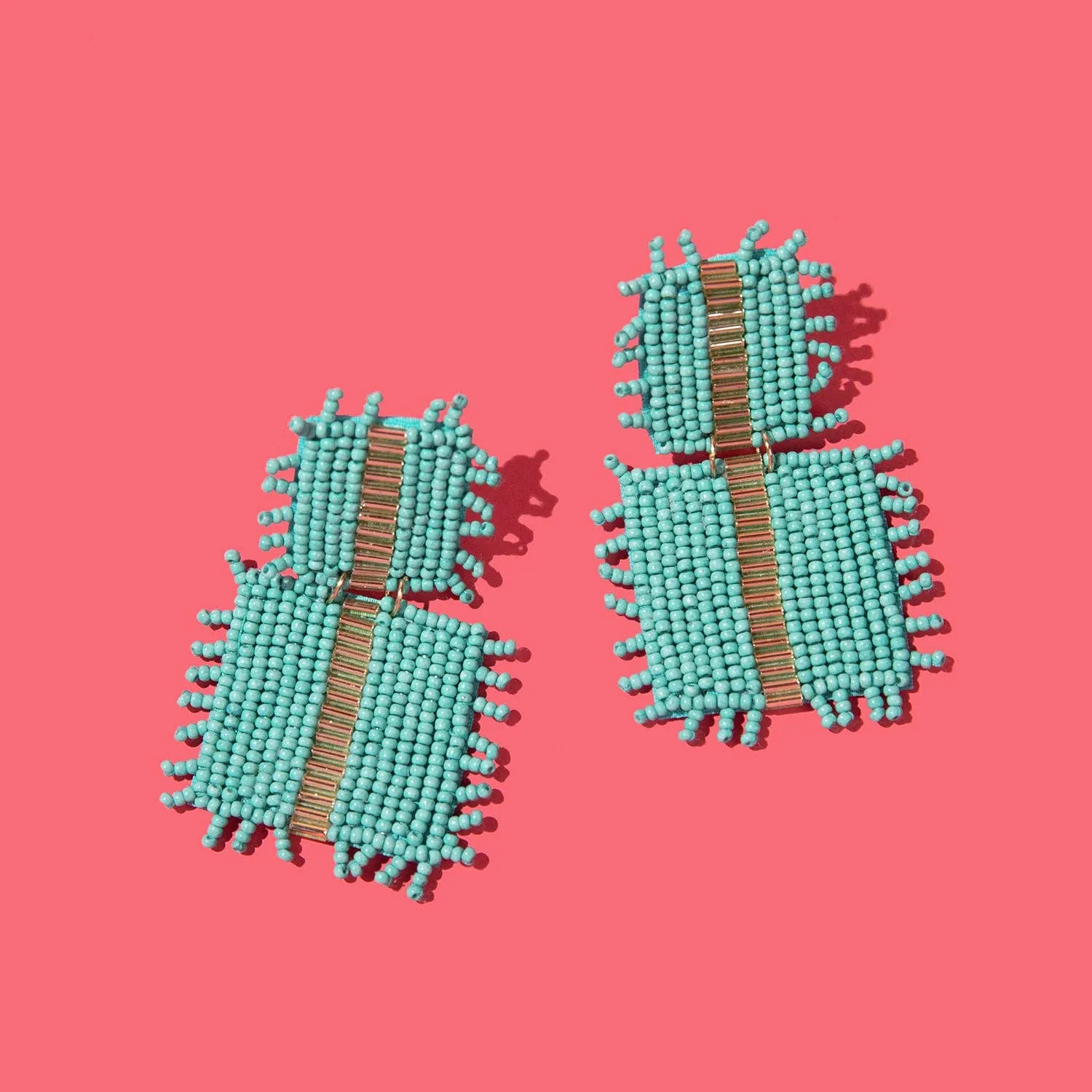 Pierce   Hide - Custom Beaded Square Drop: Green
