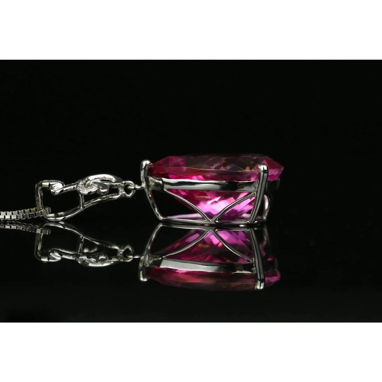 Pink Topaz, 14.25ctw Necklace with Diamonds in 18K Gold
