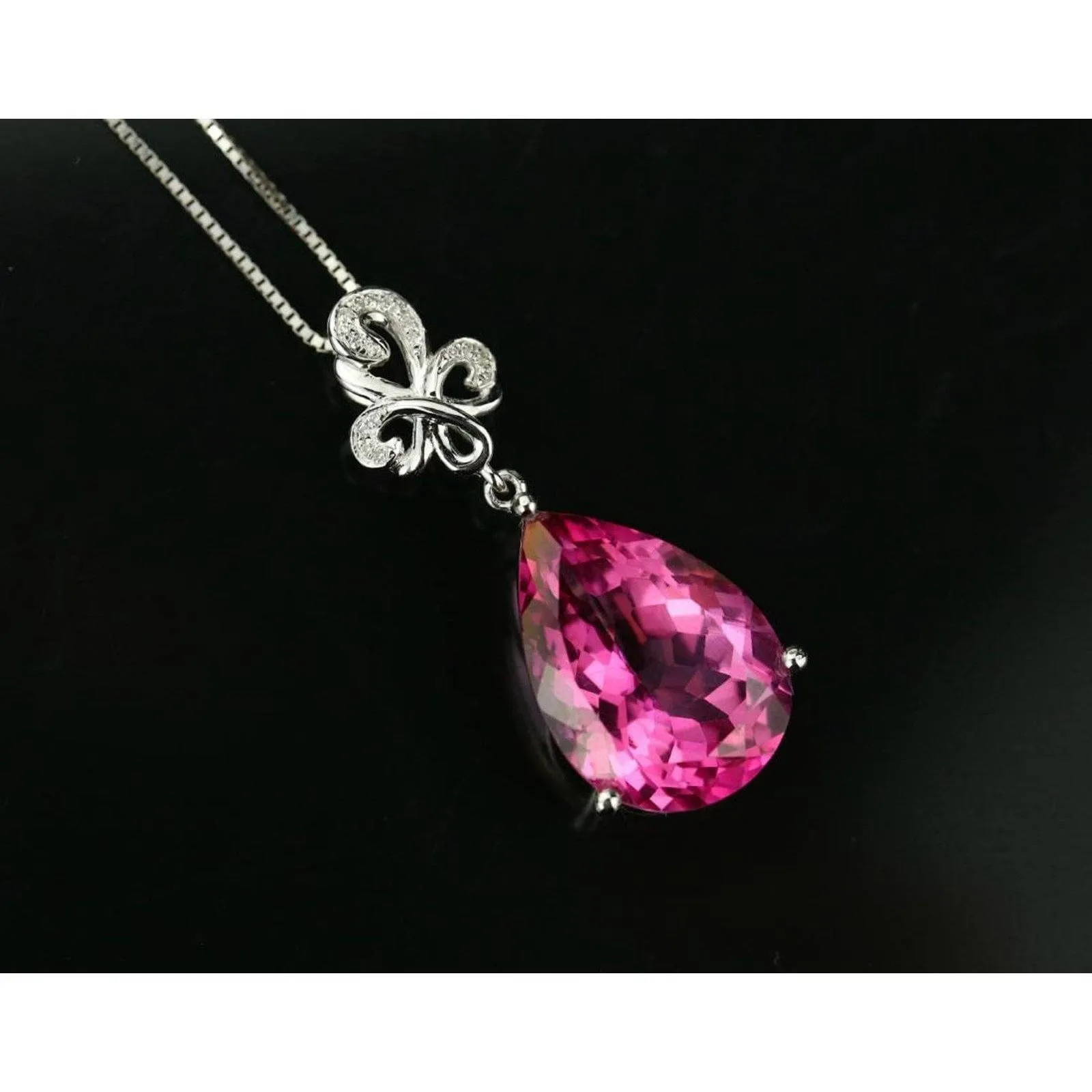 Pink Topaz, 14.25ctw Necklace with Diamonds in 18K Gold