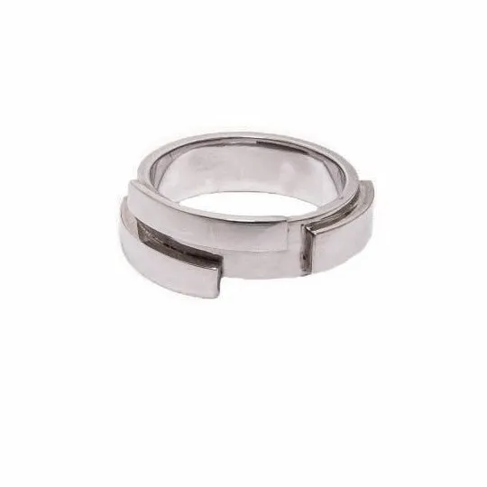 Plate 14 kt white gold ring
