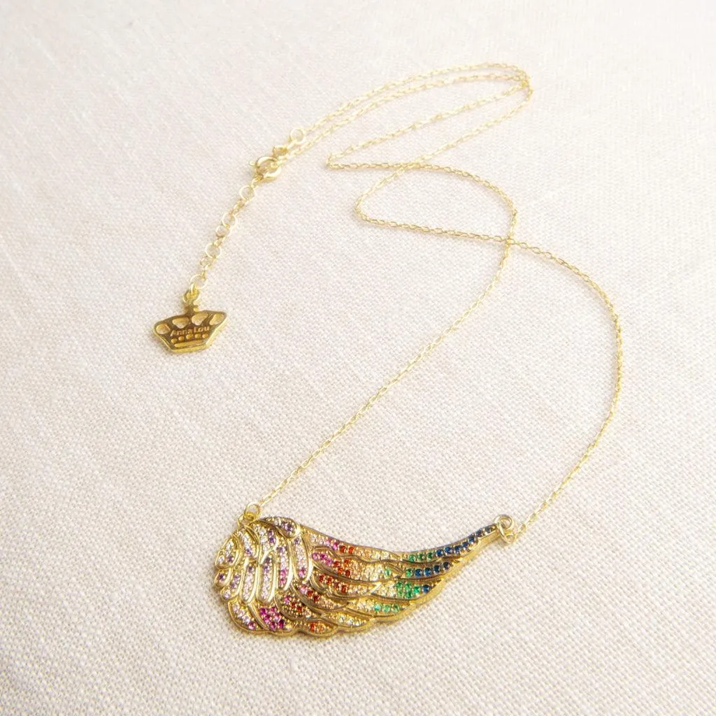 Rainbow Angel Wing Necklace