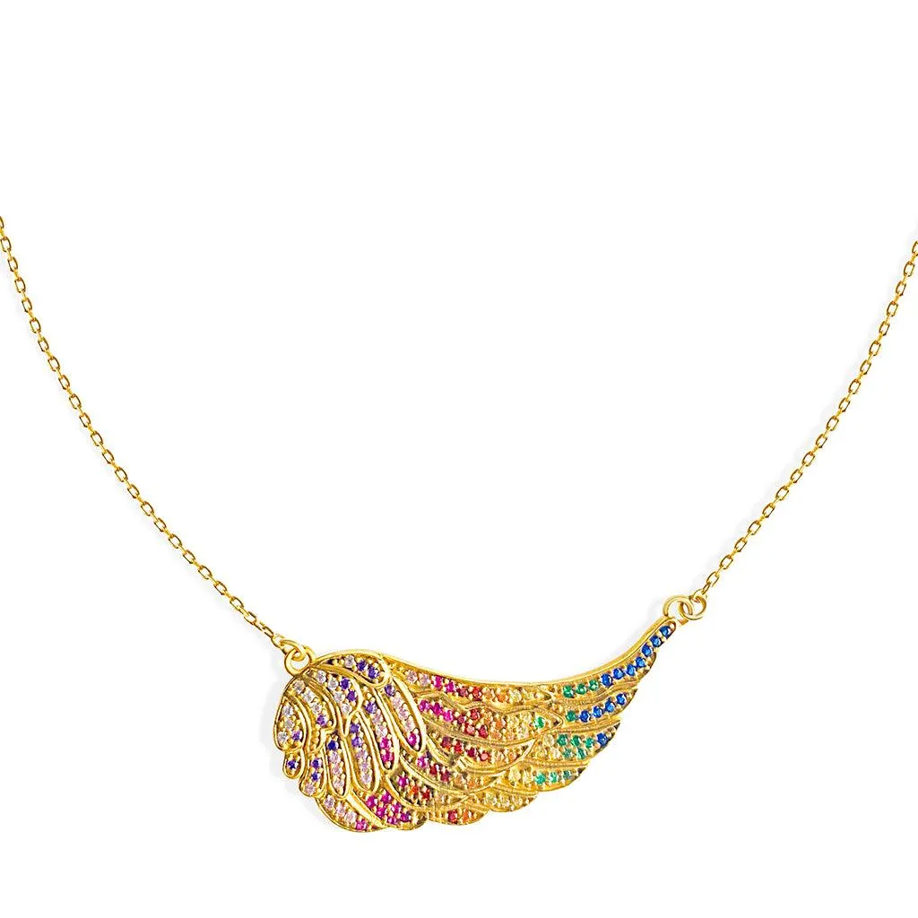 Rainbow Angel Wing Necklace