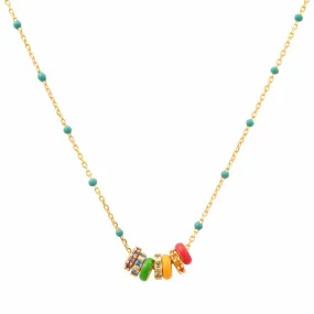 Rainbow Enamel Charm Necklace
