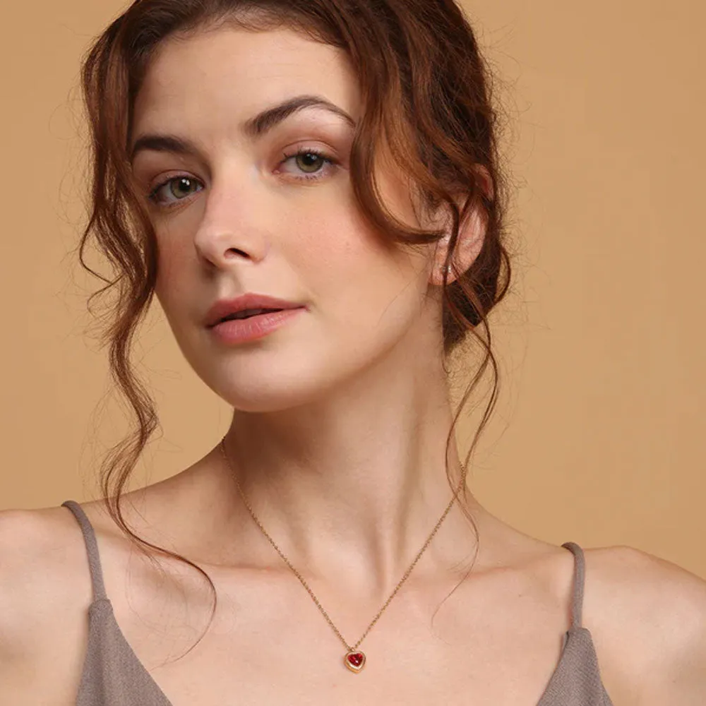 Red Emerald Heart Pendant Necklace