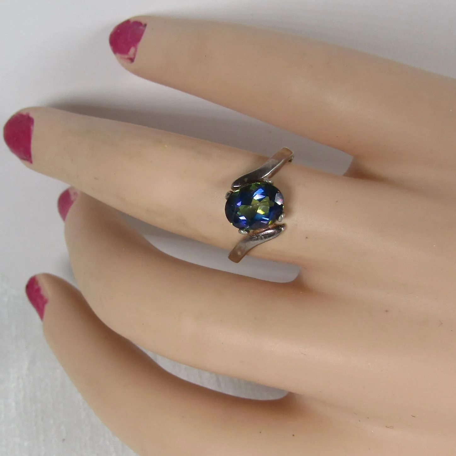 Right Hand Fashion Rainbow Topaz Ring Size 7