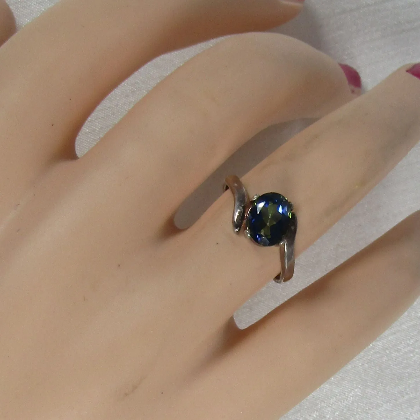Right Hand Fashion Rainbow Topaz Ring Size 7