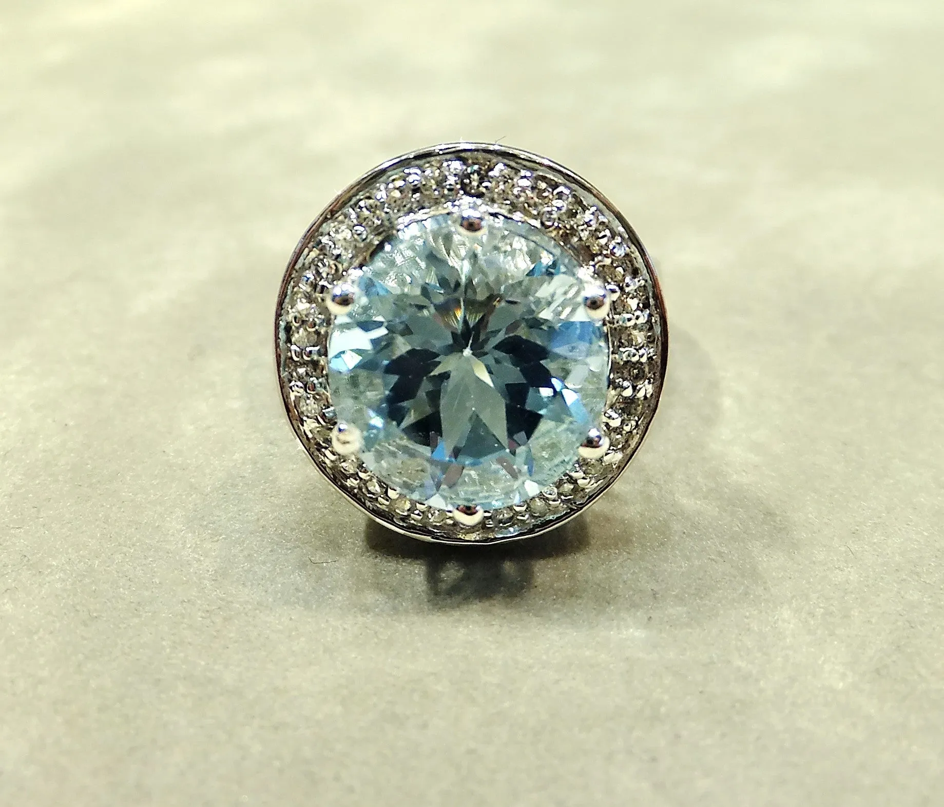 Round Blue Topaz Gemstone Ring