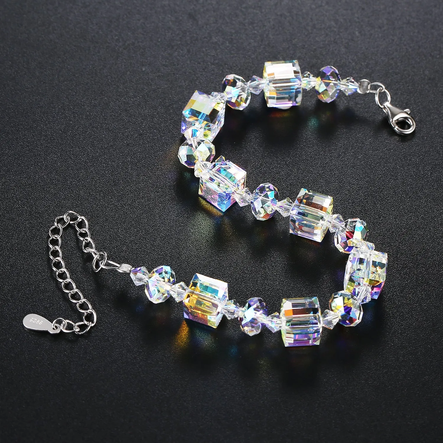 S925 Silver Austrian Beaded Crystal Bracelet