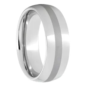 Serinium Domed Band with a 2mm Laser Satin Strip