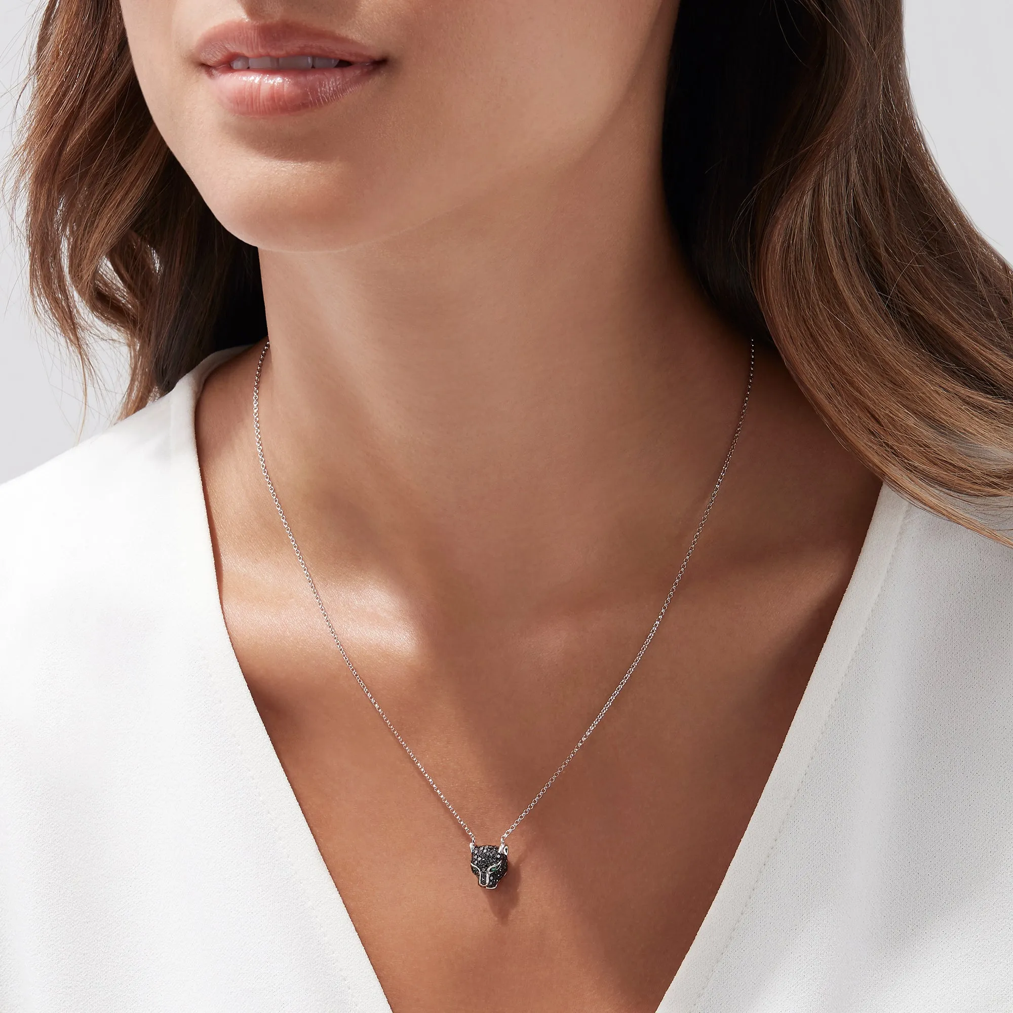 Signature 14K White Gold Black Diamond & Emerald Necklace, 0.61 TCW