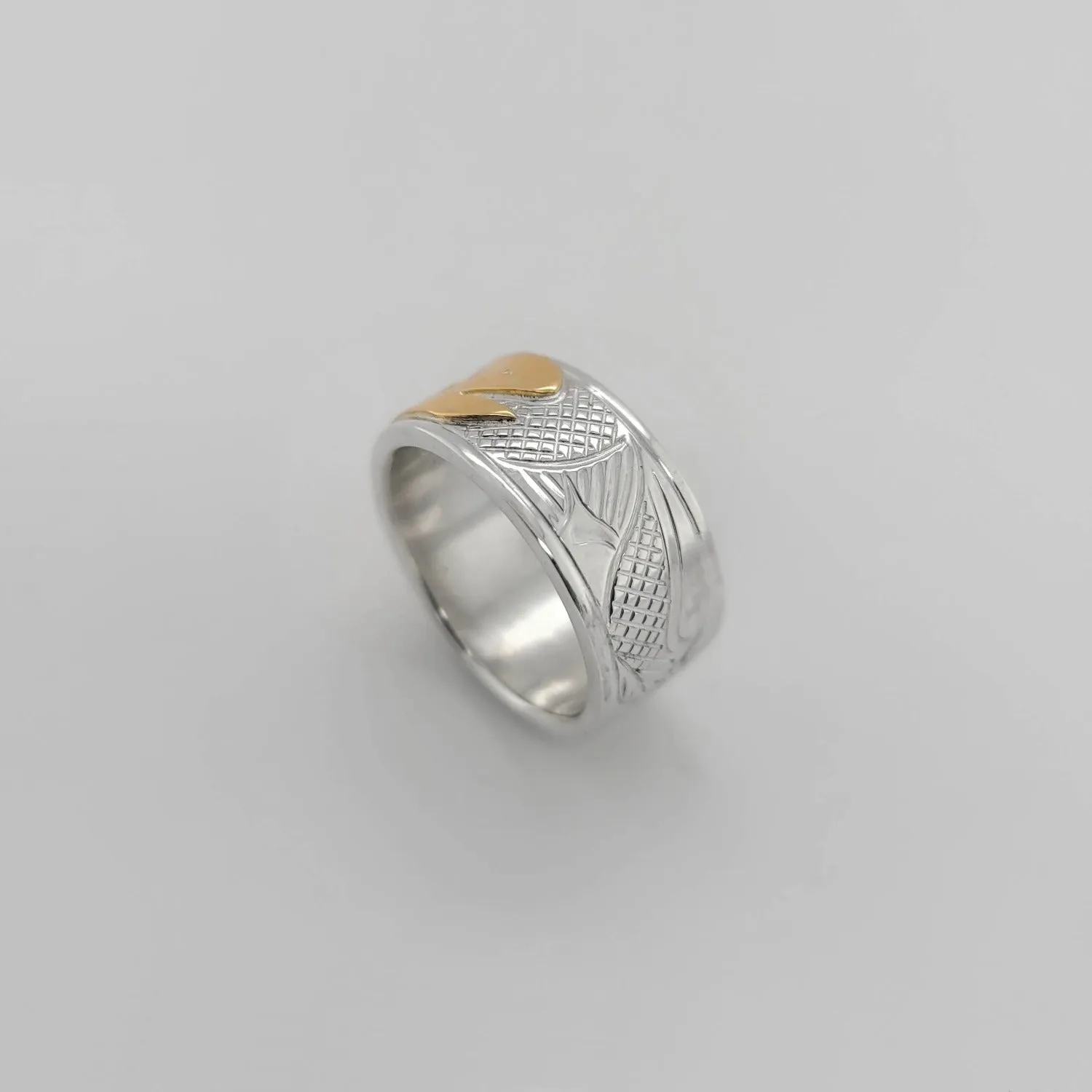 Silver 3/8" Band with Gold Salmon