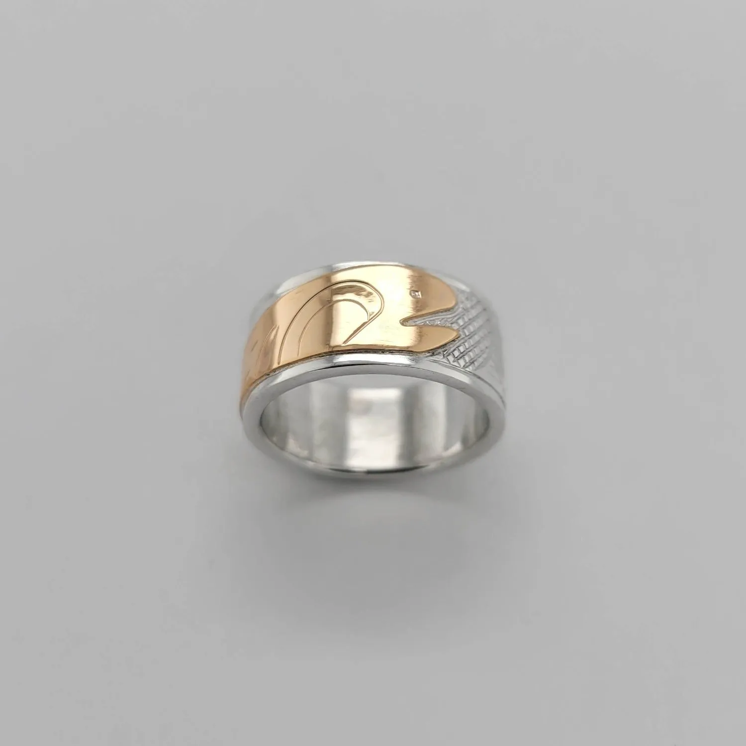 Silver 3/8" Band with Gold Salmon