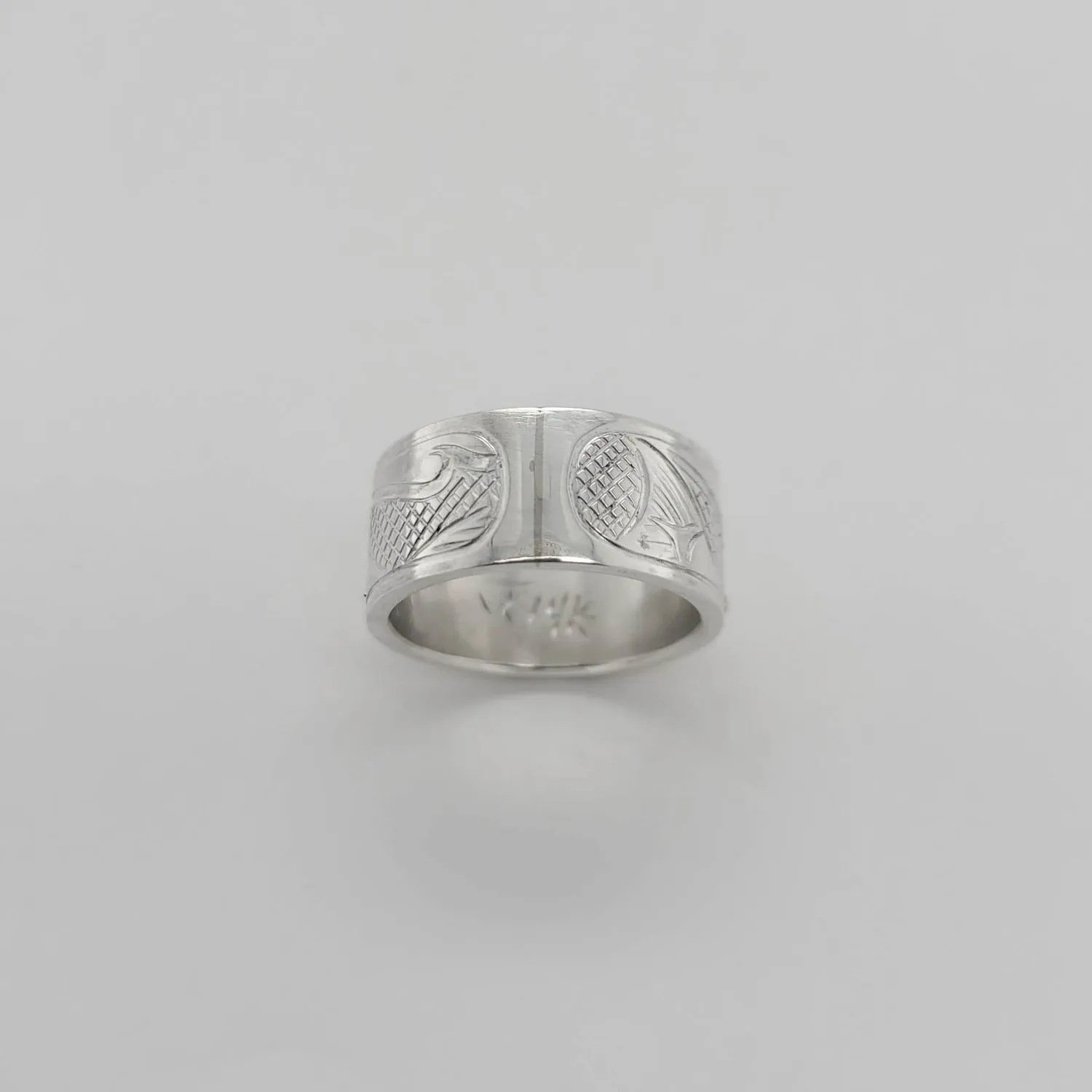 Silver 3/8" Band with Gold Salmon