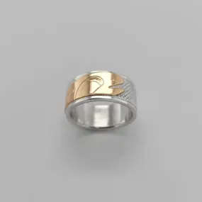 Silver 3/8" Band with Gold Salmon
