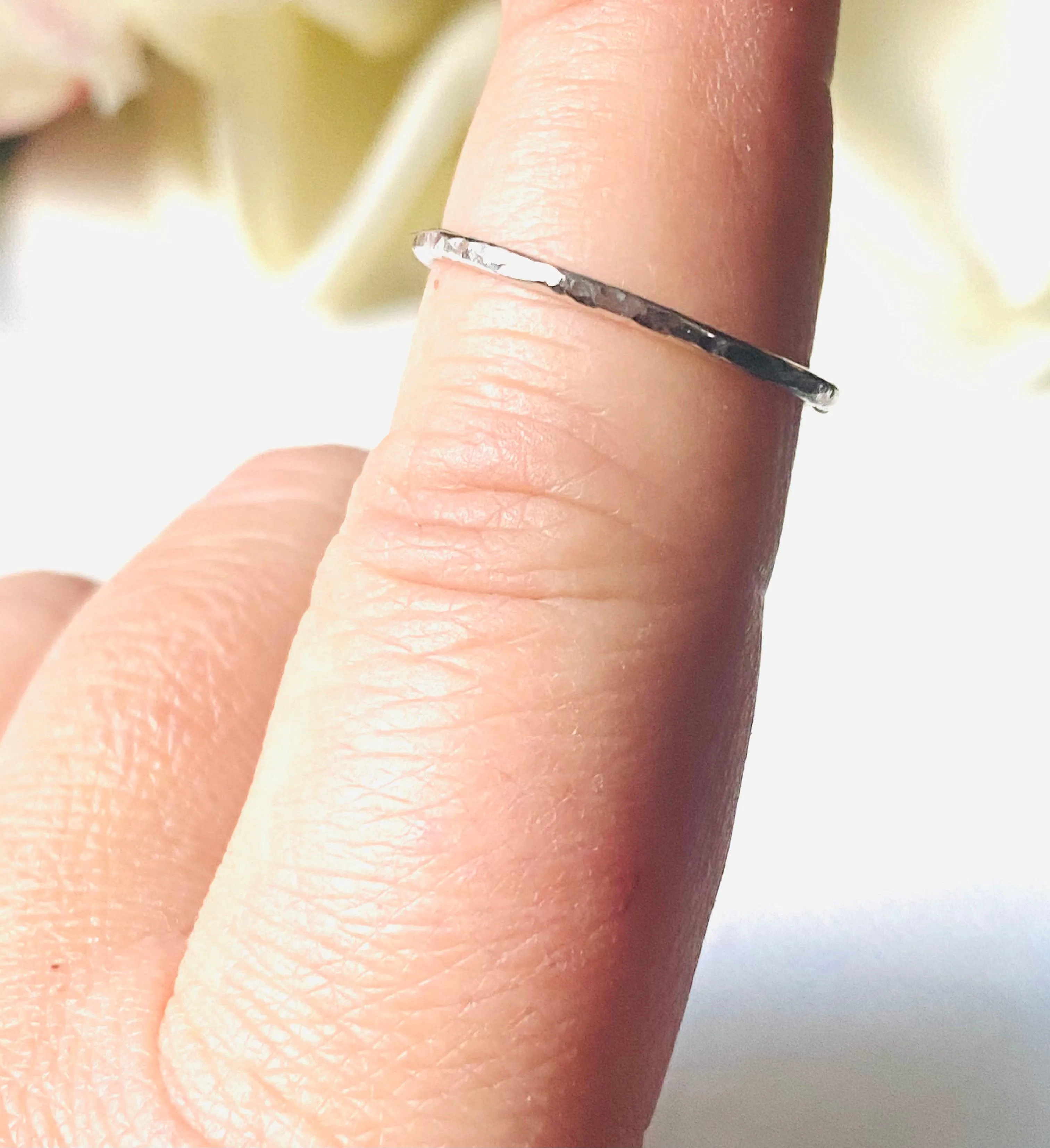 Silver Band, Hammered Silver Band Ring, Silver Texture Ring, Silver Ring/Simple Stacking Ring