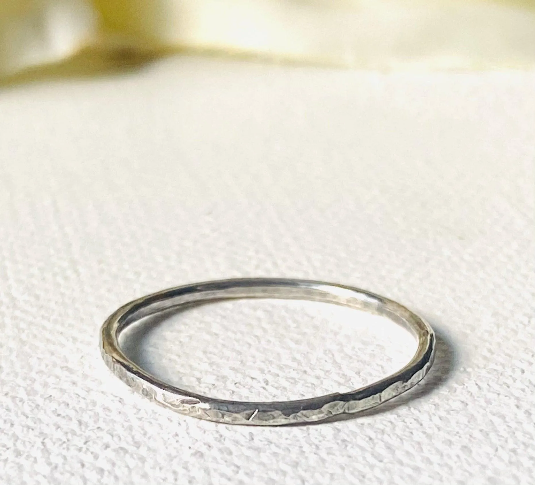 Silver Band, Hammered Silver Band Ring, Silver Texture Ring, Silver Ring/Simple Stacking Ring