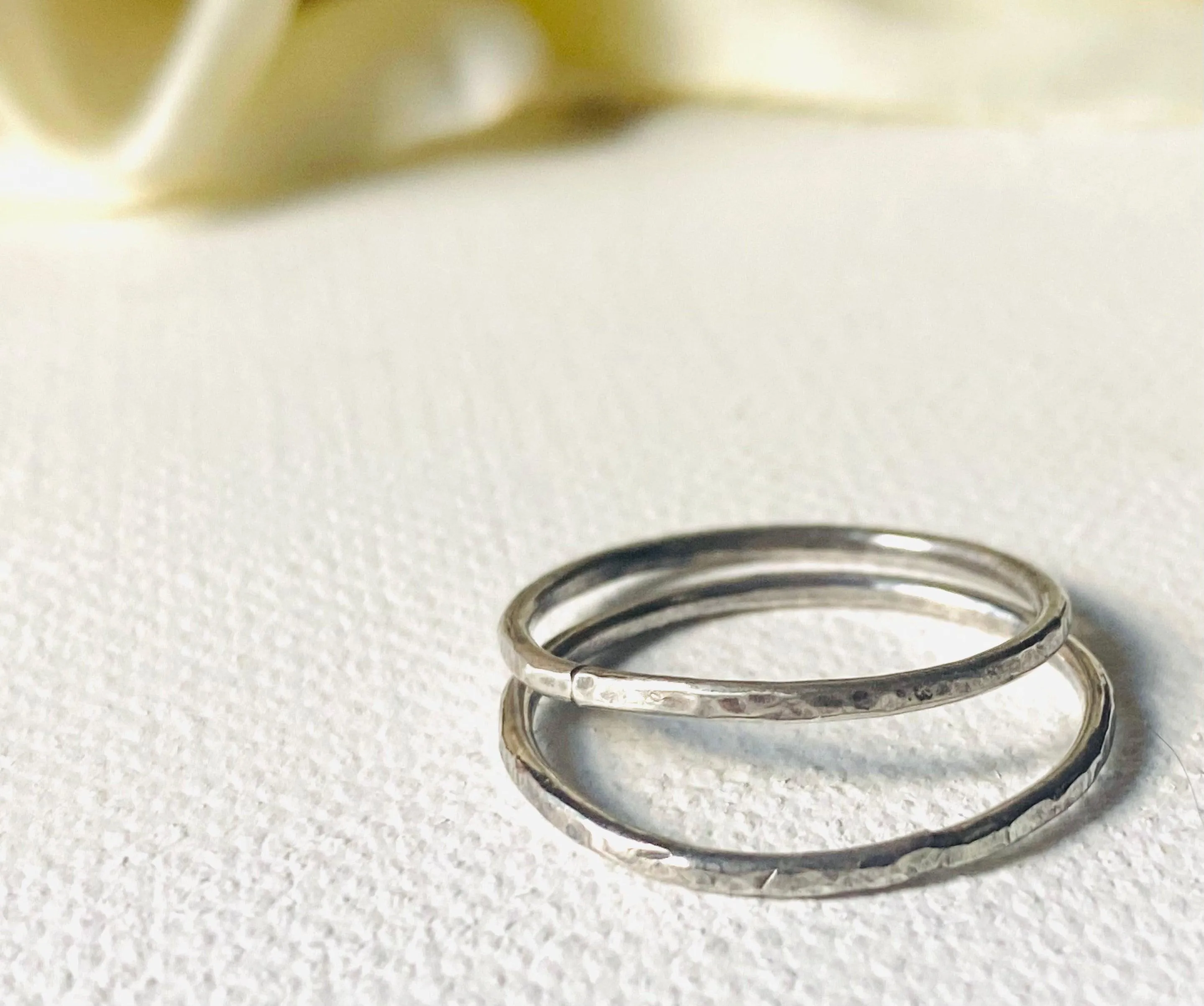 Silver Band, Hammered Silver Band Ring, Silver Texture Ring, Silver Ring/Simple Stacking Ring