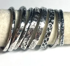 Silver Band, Hammered Silver Band Ring, Silver Texture Ring, Silver Ring/Simple Stacking Ring