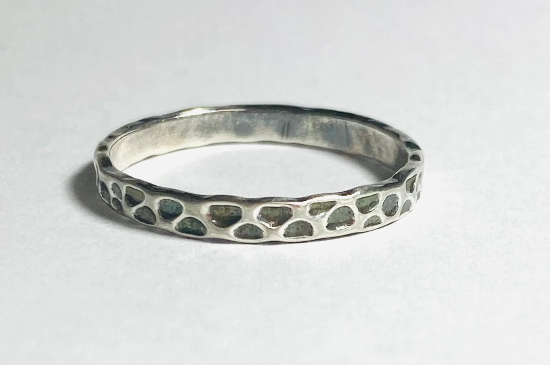 Silver Band, Hammered Silver Band Ring, Silver Texture Ring, Silver Ring/Simple Stacking Ring