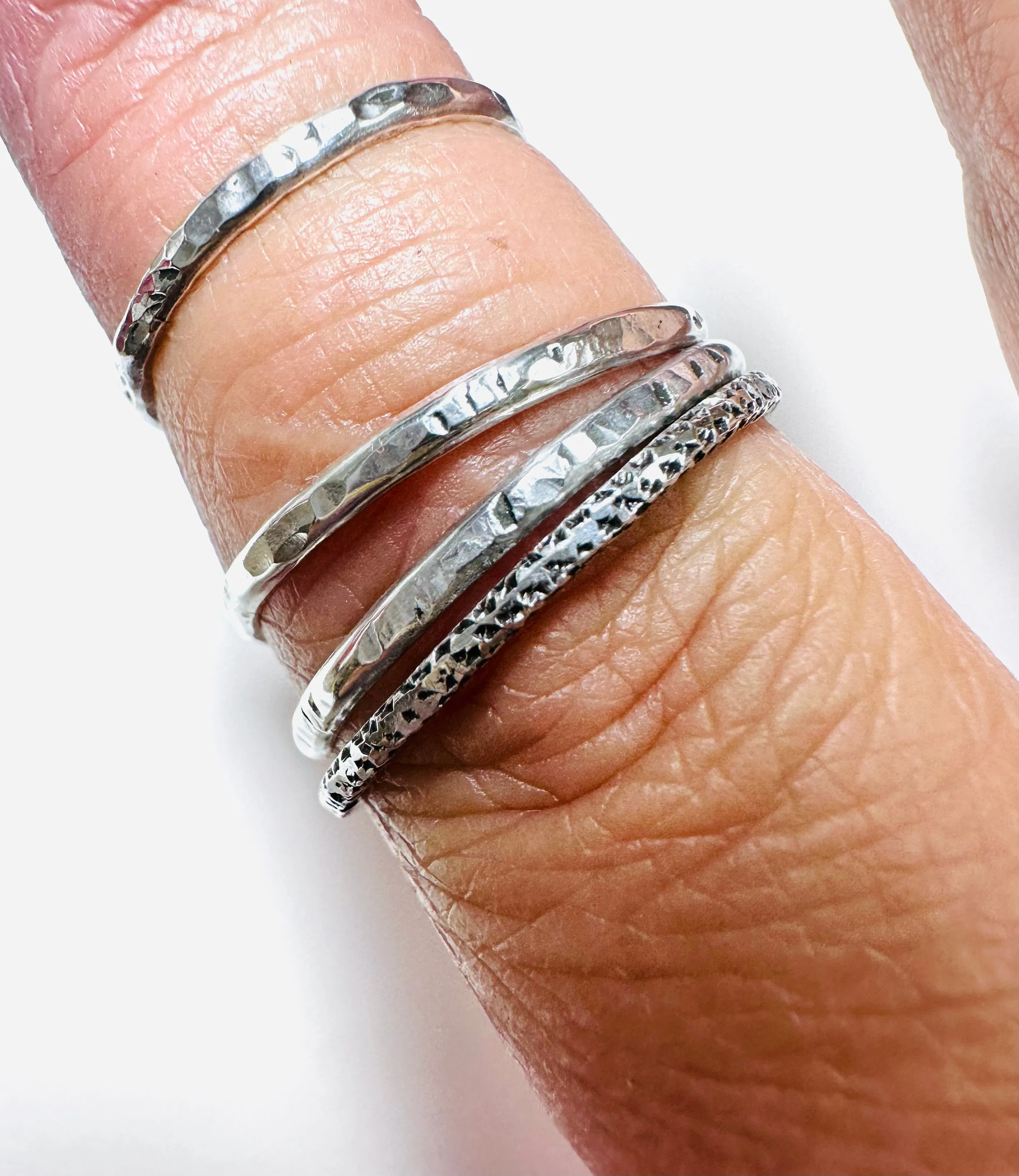 Silver Band, Hammered Silver Band Ring, Silver Texture Ring, Silver Ring/Simple Stacking Ring