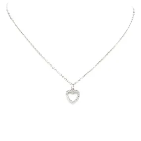 Silver Cubic Zirconia Open Heart Pendant Necklace