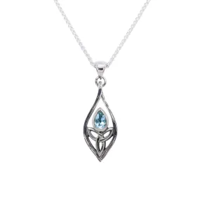 Silver Guardian Angel Pendant - Small - Blue Topaz