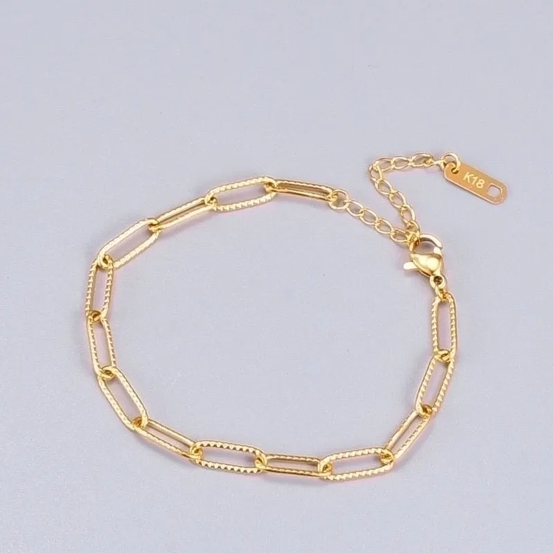 Simple 18k Gold Short Embossed Bracelet Wholesale Jewelry