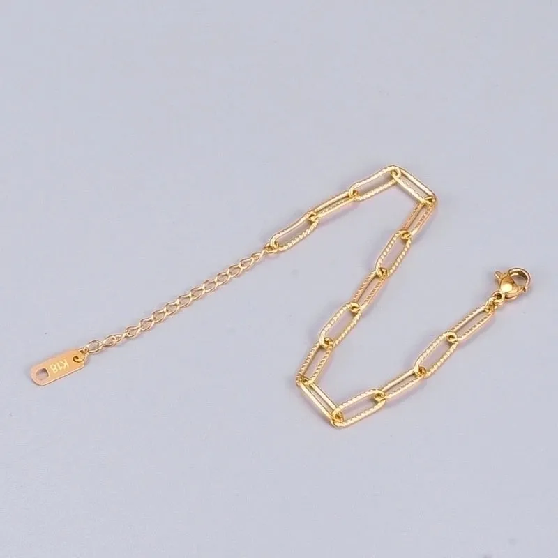 Simple 18k Gold Short Embossed Bracelet Wholesale Jewelry