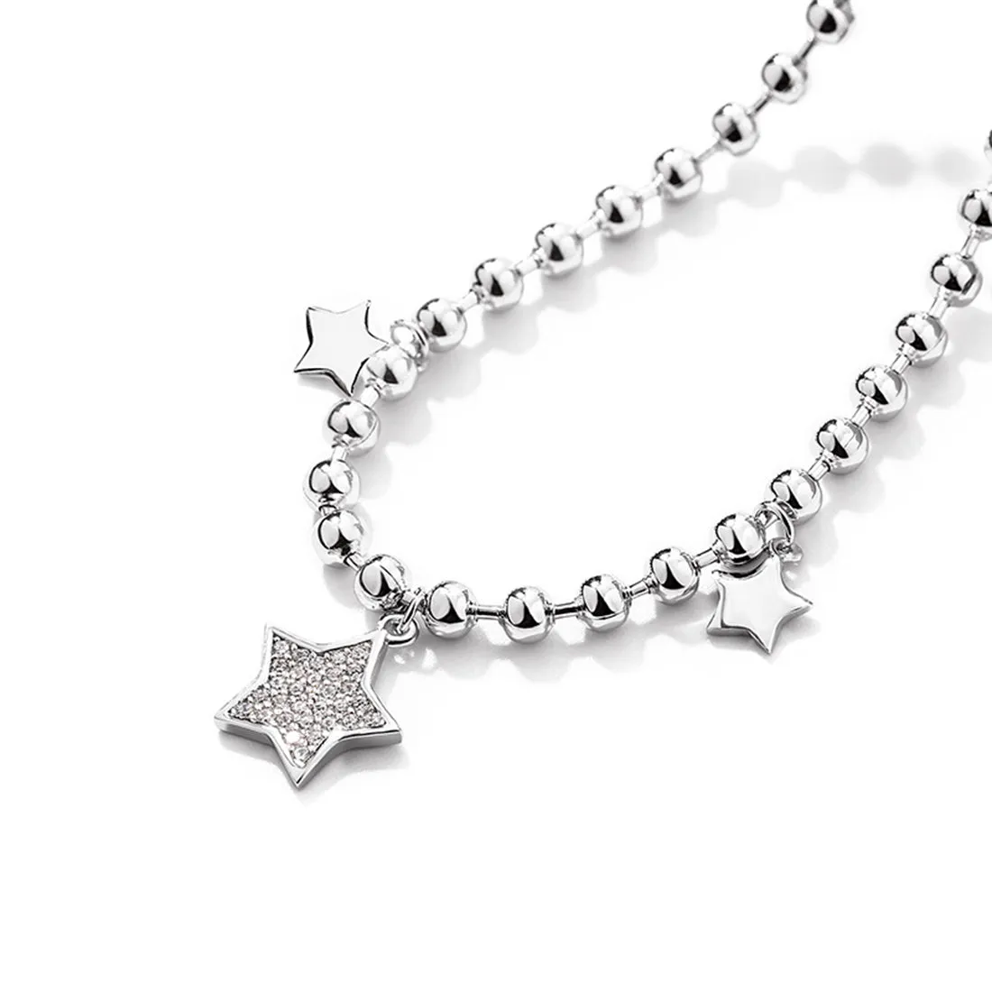 SLUYNZ Star Bracelet for Women Teen Girls Sterling Silver Adjustable CZ Star Link Bracelet