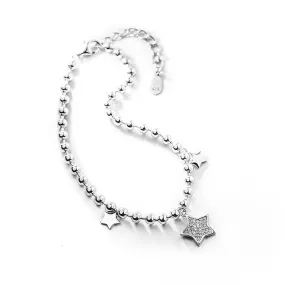 SLUYNZ Star Bracelet for Women Teen Girls Sterling Silver Adjustable CZ Star Link Bracelet