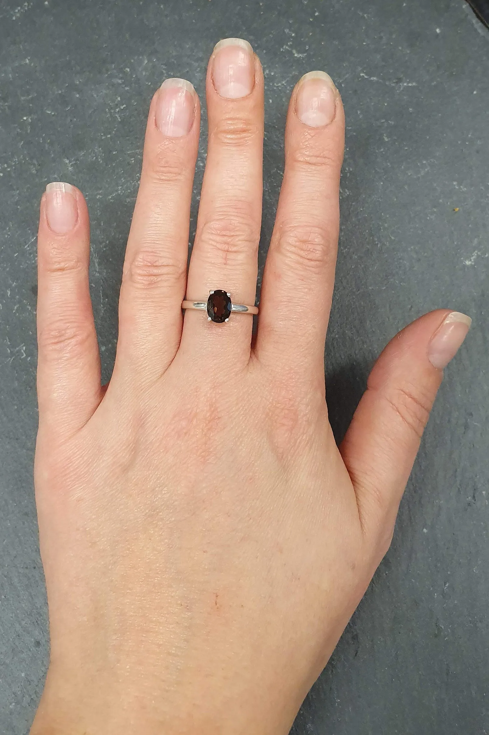 Smoky Topaz Ring - Brown Diamond Ring - Vintage Oval Ring