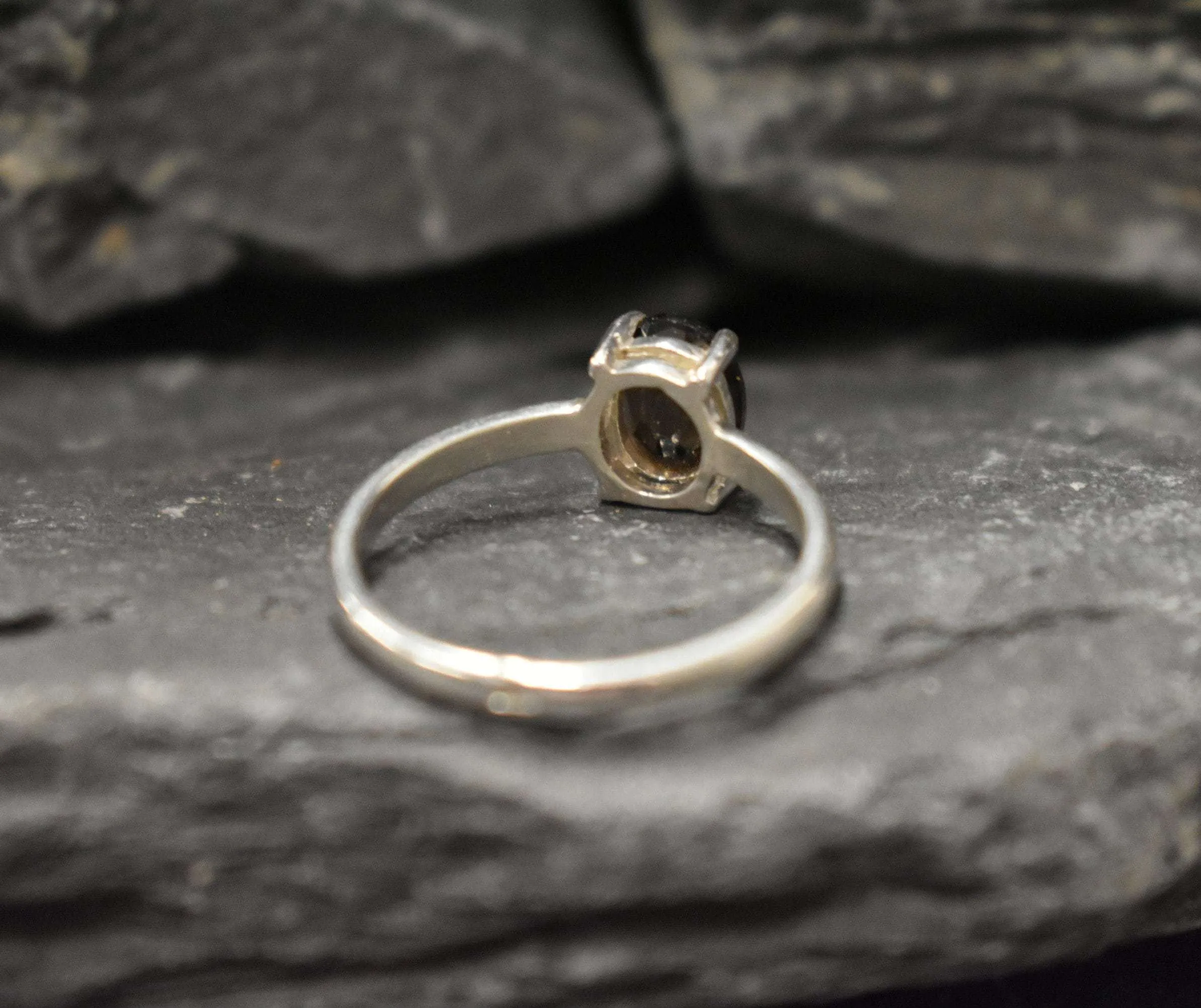 Smoky Topaz Ring - Brown Diamond Ring - Vintage Oval Ring