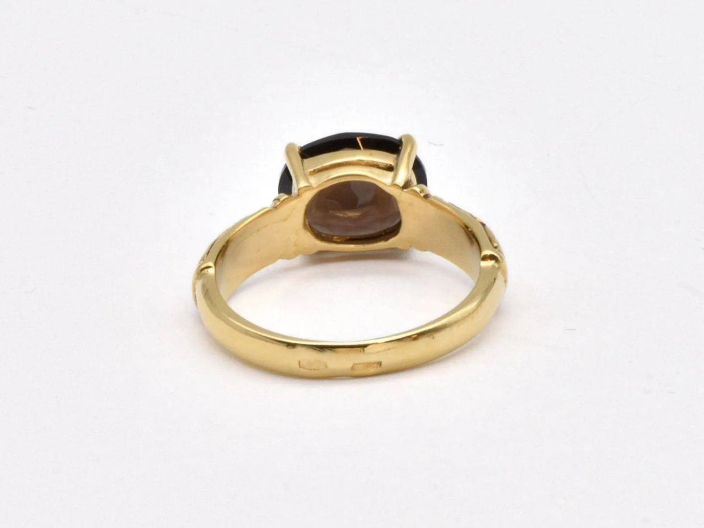 Smoky Topaz Ring - Gold Tribal Ring - Boho Solitaire Ring