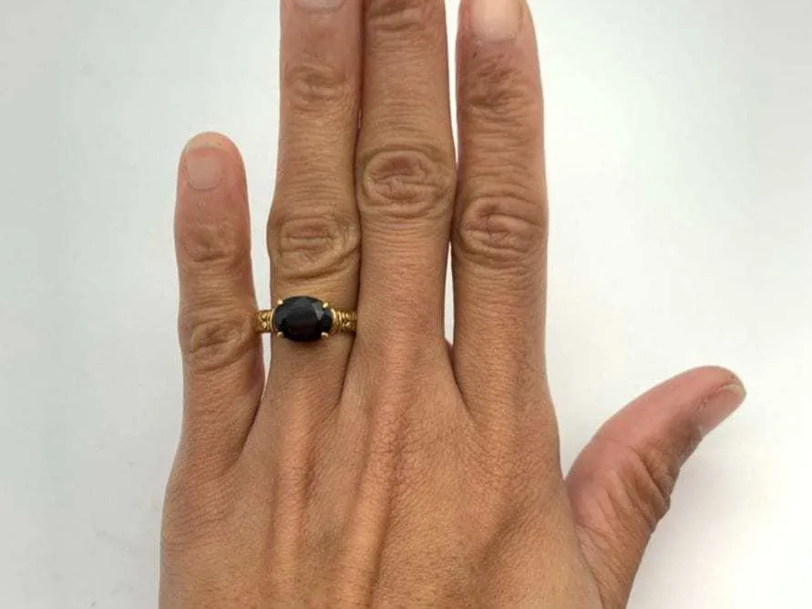 Smoky Topaz Ring - Gold Tribal Ring - Boho Solitaire Ring