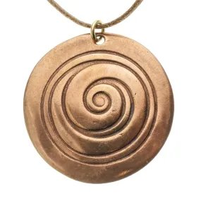 Spiral Peace Bronze Pendant Necklace on Adjustable Natural Fiber Cord (Wholesale)