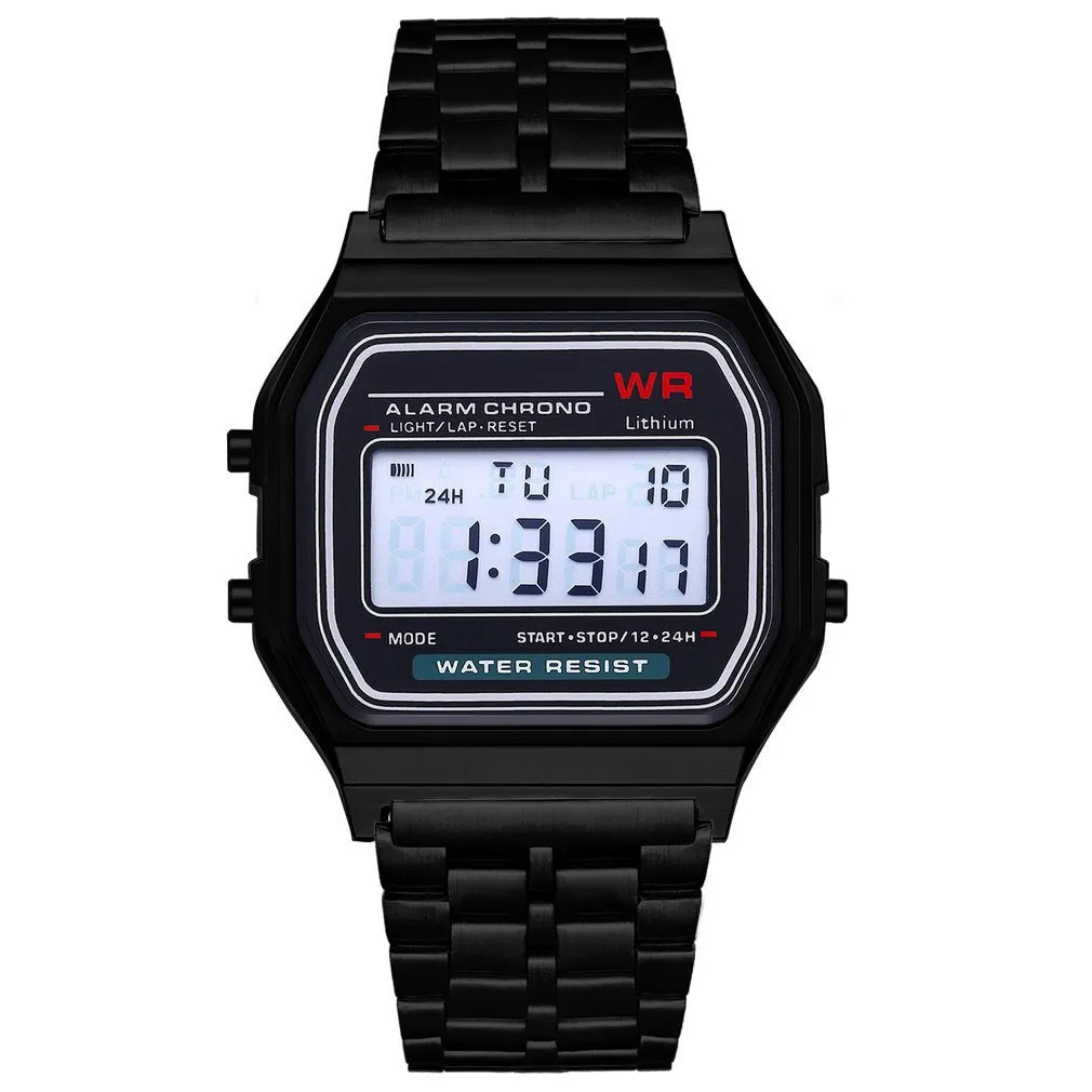 Sports Children's Electronic Metal Luminous Alarm Clock Steel Watch Three Colors
