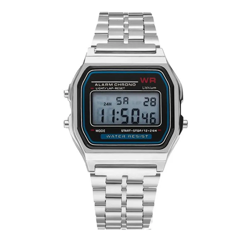 Sports Children's Electronic Metal Luminous Alarm Clock Steel Watch Three Colors