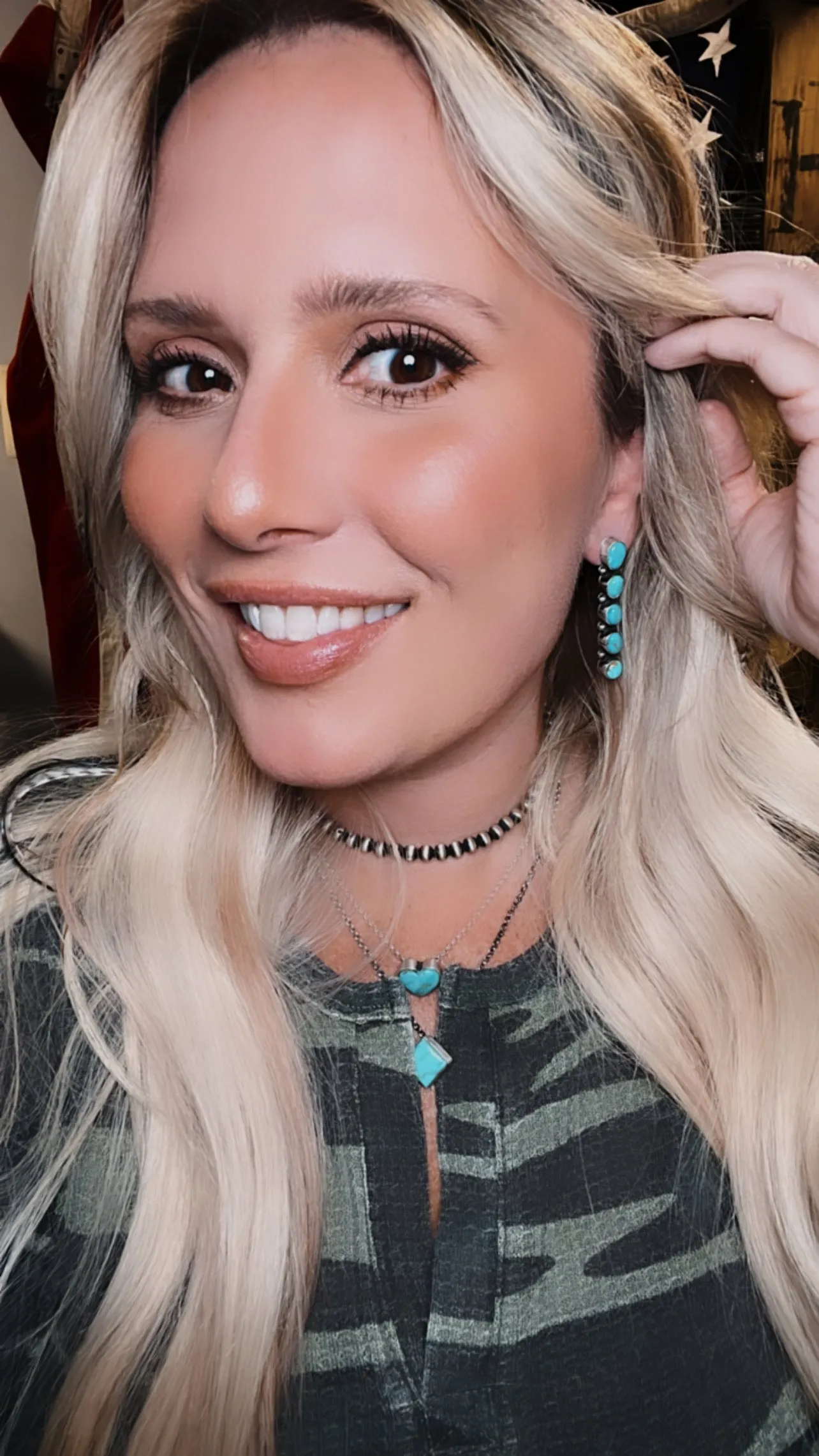 Spur 5 Stone Kingman Turquoise Earrings