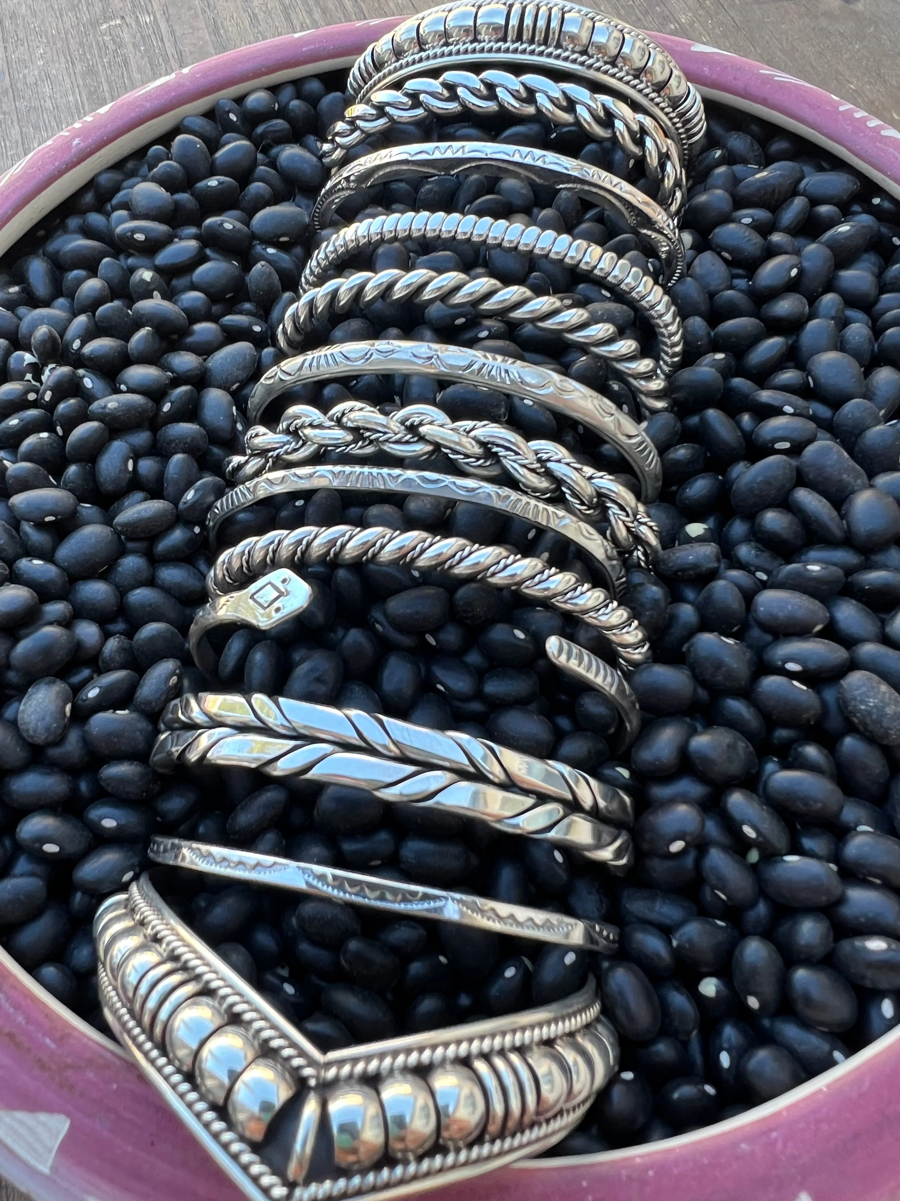 Square Wire Hand Stamped Native American Cuff