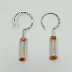 sterling silver coral & rock crystal earrings