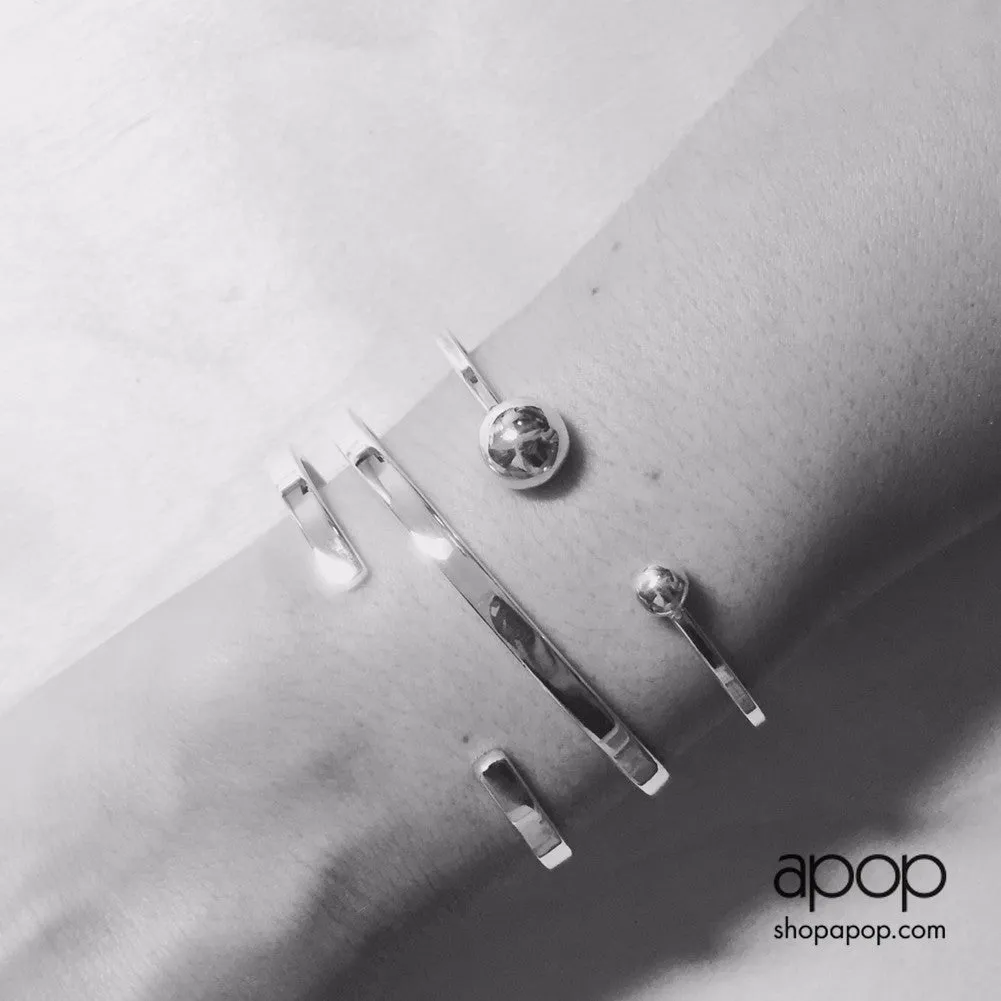 Sterling Silver Skinny Solid Open Cuff Bangle